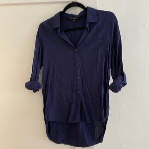 Velvet Heart Navy Blue 3/4 Sleeve Button Up Top S